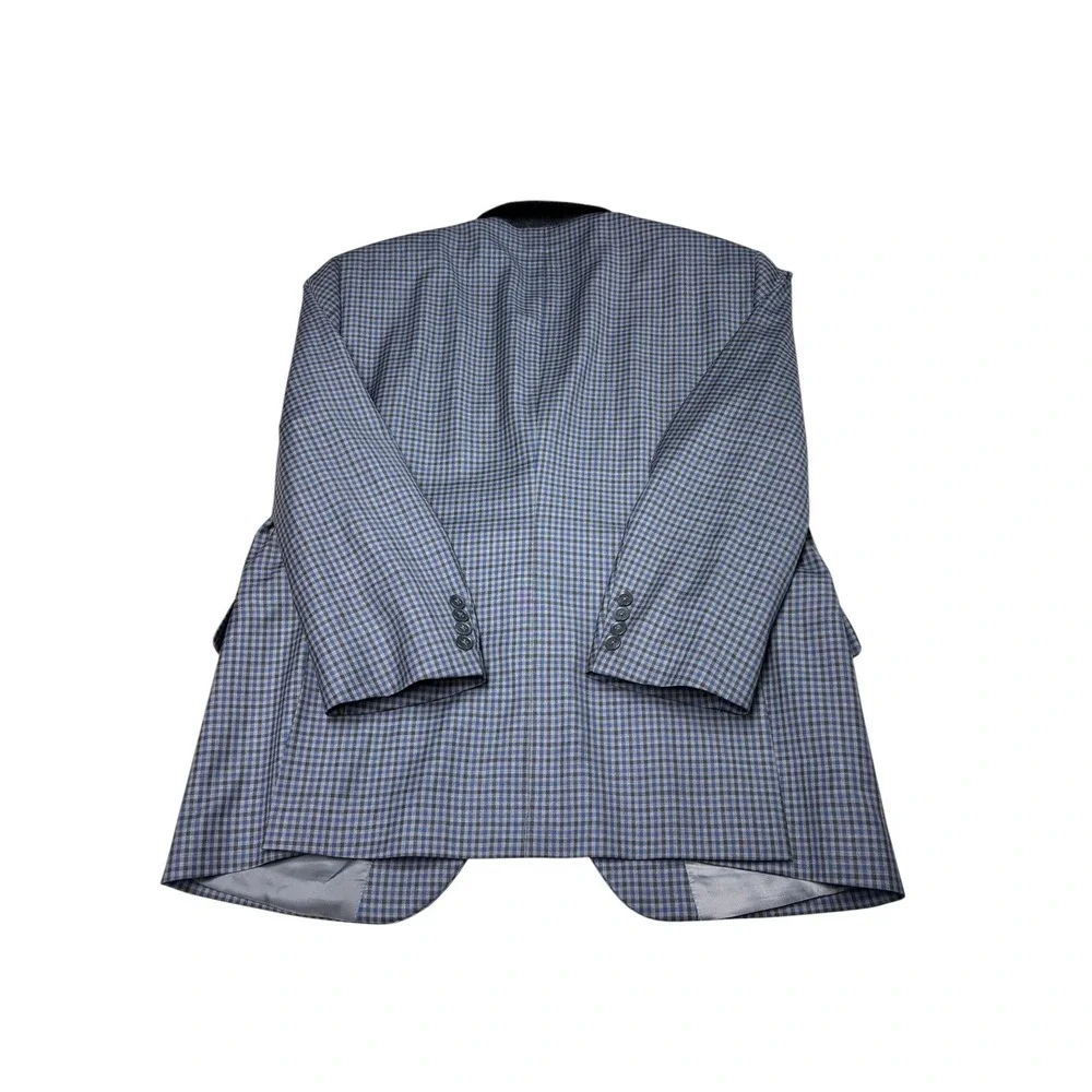 Peter Millar Mens 44S Wool Sport Coat Blazer Blue Grey Check Made in Canada